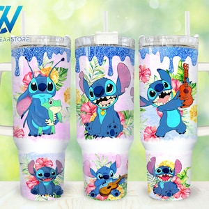 Cartoon Characters 40oz Tumbler Wrap Png, Glitter Cartoon 2 pieces 40 oz Tumbler Png, Cartoon Tropical Tumbler 40oz Png Sublimation Designs