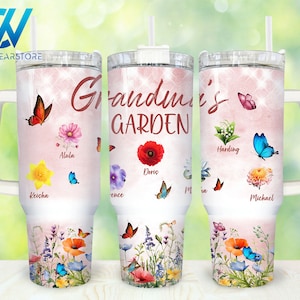 Grandma&#39;s Garden 40oz Tumbler Wrap Png, Custom Birth Month Floral Mom 2 pieces 40 oz Tumbler Png, Mothers Day 40oz Tumbler Png Sublimation