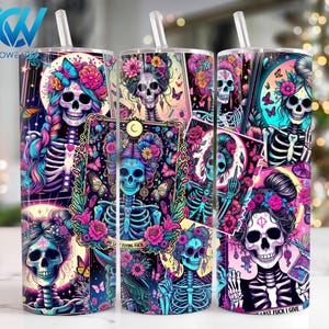 Cartas de tarô sarcásticas 20 onças Skinny Tumbler Wrap, Sweary Witchy Skeleton 20 onças Skinny Tumbler Png, Funny Straight and Taper Tumbler Wrap