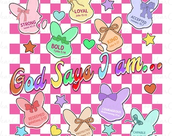 Easter God Says I Am Png, Easter Png, Retro Easter Png, Easter Bunny Png, Easter Jesus Png, Christian Easter Png,Glitter Easter Coquette Png