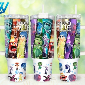 Cartoon Characters 40oz Tumbler Wrap Png, Cartoon Emotions 2 pieces 40 oz Tumbler Png, Cartoon Mental Health Tumbler 40oz Png Sublimation