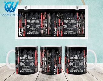 Mechanic Dad Mug Wrap, Toolbox Mechanic 11oz Mug Template, Dad 3D Puff 11oz Mug Png, Fathers Day Mug Sublimation Design, Toolbox Mug Wrap