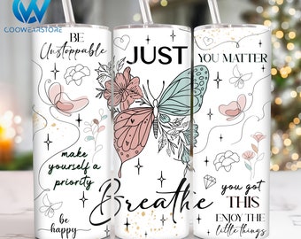 Positive Affirmations 20 oz Skinny Tumbler Sublimation Design,Inspirational Quotes 20oz Tumbler Png,Positive Straight and Taper Tumbler Wrap