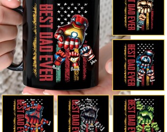 Custom Super Dad Fist Bump Up to 6 Kids Mug Wrap, Dad 11oz Mug Template, Dad 11oz Mug Png, Fathers Day Mug Sublimation Design, Dad Mug Wrap