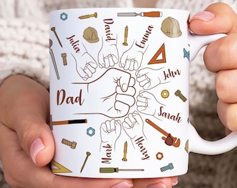 Personalized Dad Fist Bump Mug Wrap, Custom Dad 11oz Mug Template, Father Hand 11oz Mug Png, Fathers Day Mug Sublimation Design, Dad Mug