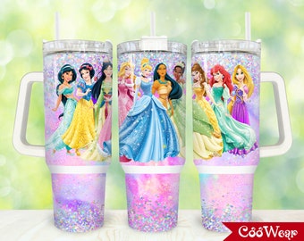 Movies Characters 40oz Tumbler Wrap Png, Cartoon Characters 2 pieces 40 oz Tumbler Png, Princess Cartoon 40oz Tumbler Png Sublimation Design