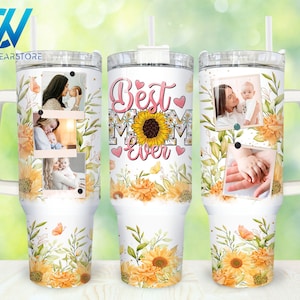 Best Mom Ever 40oz Tumbler Wrap Png, Custom Photo Mom 2 pieces 40 oz Tumbler Png, Retro Mothers Day 40oz Tumbler Png Sublimation Designs