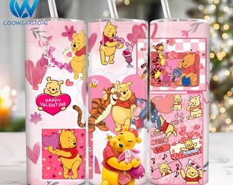 Valentines Cartoon 20 oz Skinny Tumbler Sublimation, Happy Valentines Day 20oz Tumbler Png, Valentines Day Straight and Taper Tumbler Wrap