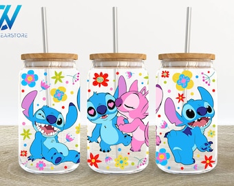 Cartoon Characters 16oz Glass Can Wrap, Cartoon 16 oz Glass Can Png, 16 oz Libbey Glass Can Wrap, 16 oz Tumbler Wrap Png, Sublimation Design