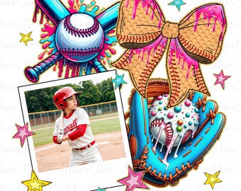 Benutzerdefinierte Baseball Foto Kokette Bogen Png, Baseball Mama Png, Spieltag Png, Baseball Png, Baseball Mama, personalisierter Text und Nummer