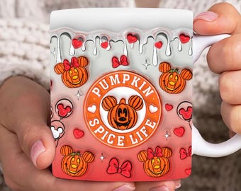 Spooky Season 3D Inflated Mug Wrap, Fall 11oz & 15oz Mug Template, Halloween 3D Puff 11oz Mug Png, 15oz Mug Png, Mug Designs, Coffee Mugs
