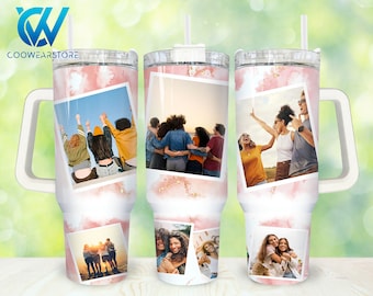 Custom Family Photo 40oz Tumbler Wrap Png, Picture Family Frame 2 pieces 40 oz Tumbler Png, Family Tumbler 40oz Png, Sublimation Designs
