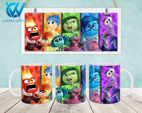 Cartoon Characters 11oz Mug Wrap, 11oz & 15oz Mug Template, Cartoon Emotions 11oz Mug Png, 15oz Mug Png, Mental Health Mug Designs
