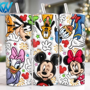 Aufgeblasene 3D-Zeichentrickfiguren 20 Unzen Skinny Tumbler Sublimationsdesign, 3D Cartoon 20 Unzen Tumbler Png, Cartoon Straight und Taper Tumbler Wrap