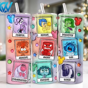 Zeichentrickfiguren 3D aufgeblasene 20 Unzen Skinny Tumbler Png, Cartoon Emotionen 20 Unzen Tumbler Png, Filmfiguren 20 Unzen Tumbler Wrap, psychische Gesundheit