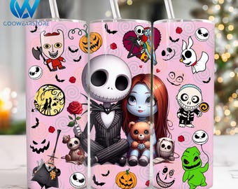 Películas Personajes de terror Diseño de sublimación de vaso flaco de 20 oz, Películas de Halloween Vaso flaco de 20 oz Png, Envoltura de vaso recto y cónico