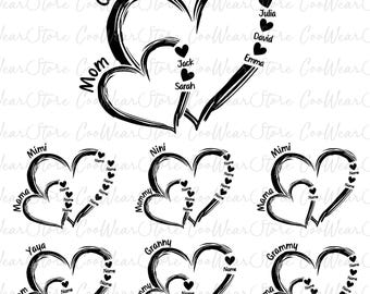 Custom Mama Heart With Kids Name Png, Happy Mother's Day Png, Custom Grandma Heart Png, Custom Grandkid Name Png, Mother's Day Png