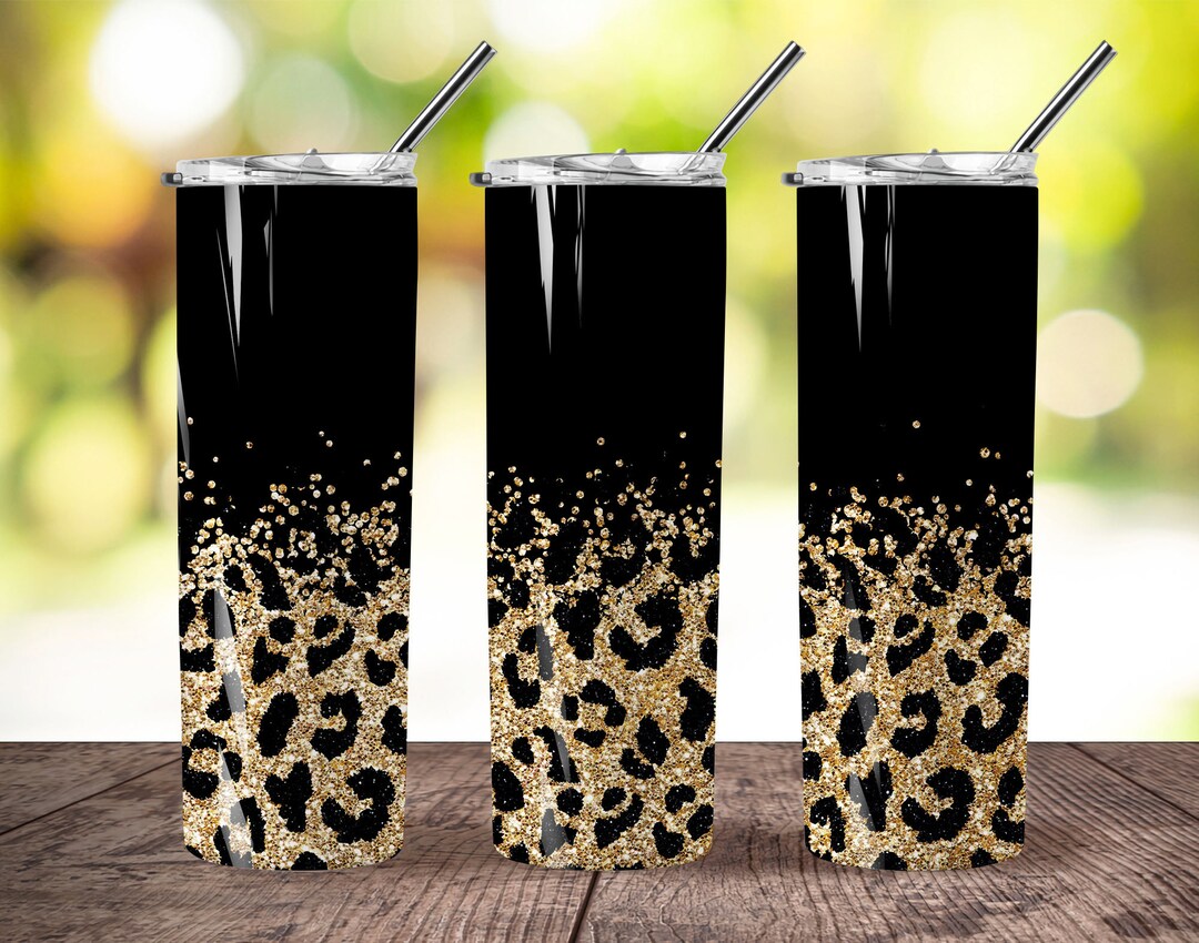 Gold Glitter Leopard 20 Oz Skinny Tumbler Sublimation Leopard - Etsy