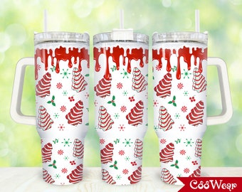Christmas Tree Cakes 40 Unzen Becher Wrap Png, Frohe Weihnachten 2 Stück 40 Unzen Becher Png, Weihnachten Becher 40 Unzen Png, Sublimation Designs
