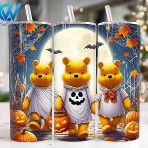 Halloween Character 20 oz Skinny Tumbler Wrap, Halloween Cartoon 20oz Skinny Tumbler Png, Halloween Straight and Taper Tumbler Wrap