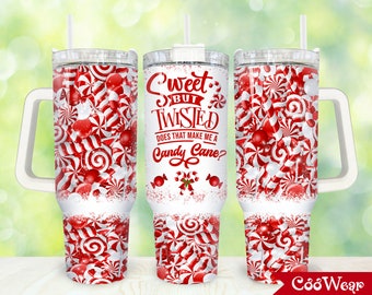 Weihnachten 40 Unzen Becher Wrap Png, Frohe Weihnachten 2 Stück 40 Unzen Becher Png, süß, aber verdreht Zuckerstangen Becher 40 Unzen Png, Sublimation