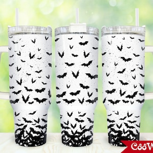 Halloween Bats 40oz Tumbler Wrap Png, Halloween 2 pieces 40 oz Tumbler Png, Horror Halloween 40oz Tumbler Png, Halloween Stanley Tumbler