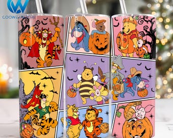 Involucro per bicchiere sottile da 20 once del fantasma del mouse di Halloween, Png per bicchiere sottile da 20 once del cartone animato di Halloween, avvolgente per bicchiere dritto e affusolato con zucca di Halloween