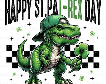 Happy St.Pat-Rex Day Png, St. Patricks Day Dinosaur Png, T-rex St.Patricks Day Png, St.patricks Day Dino Png, St.Patricks Png, Shamrock png
