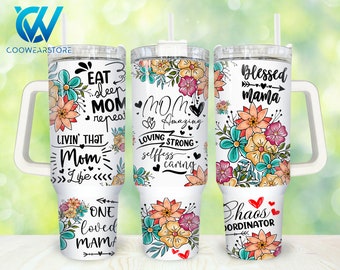 Mejor mamá de todos los tiempos 40oz Tumbler Wrap Png, Floral Mama 2 piezas 40 oz Tumbler Png, Retro Mothers Day 40oz Tumbler Png Diseños de sublimación