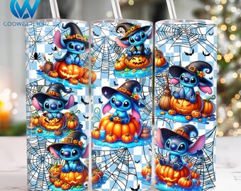 Envoltório de copo fino de abóbora Halloween 20 oz, desenho animado de Halloween 20 oz Tumbler Png, Envoltório de copo reto e cônico Spooky Season, arquivo digital