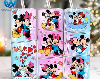 Valentines Cartoon 20 oz Skinny Tumbler Sublimation, Happy Valentines Day 20oz Tumbler Png, Valentines Day Straight and Taper Tumbler Wrap