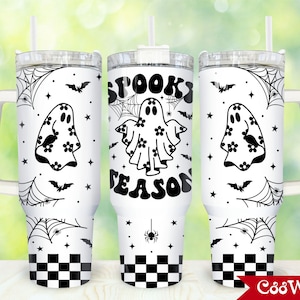 Spooky Season 40 Unzen Becher Wrap Png, Halloween Ghost 2 Stück 40 Unzen Becher Png, Horror Halloween Becher 40 Unzen Png Sublimation Designs