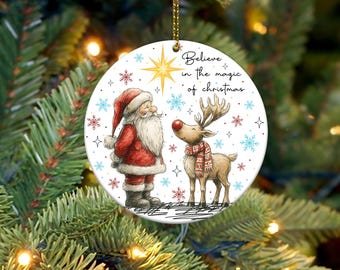 Christmas Santa Claus Ornament Png, Believe in the Magic of Christmas Ornament Png, 2025 Ornament Png, Merry Christmas 2025 Ornament Png