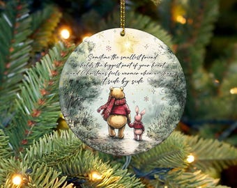 Honey Bear Christmas Ornament Png, Cartoon Christmas Round Ornament Png, Christmas Friends Ornament Png, Bear and Friends 2025 Ornament Png