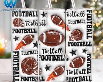 3D Football 20 Unzen Skinny Tumbler Wrap, American Football 20 Unzen Tumbler Wrap, Football Puff Tumbler Wrap, 20 Unzen Straight und Taper Tumbler Wrap