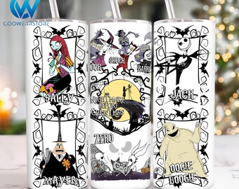 Movies Horror Characters 20 oz Skinny Tumbler Sublimation Design, Halloween Movies 20oz Skinny Tumbler Png, Straight and Taper Tumbler Wrap
