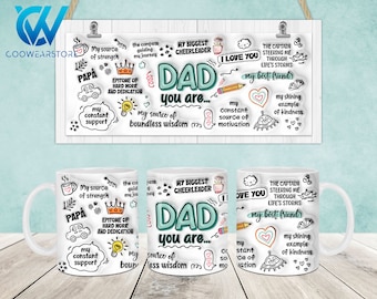 Best Dad Ever 3D aufgeblasene Tassenfolie, Dad You Are 11oz Tassenvorlage, Dad 3D Puff 11oz Mug Png, Vatertagsbecher Sublimation, Dad Mug Wrap