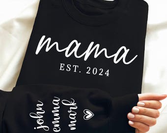 Custom Mama Heart With Kids Name Png, Happy Mother's Day Png, Custom Mama Est Png, Custom Kids Names Png, Mother's Day Png, Name on Sleeve