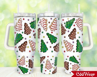 Christmas Tree Cakes 40 Unzen Becher Wrap Png, Frohe Weihnachten 2 Stück 40 Unzen Becher Png, Weihnachten Becher 40 Unzen Png, Sublimation Designs