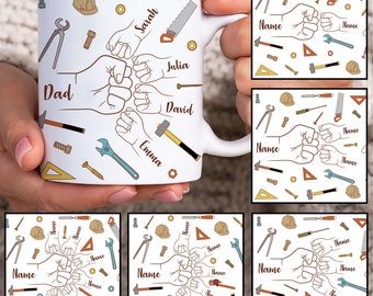 Personalized Dad Fist Bump Mug Wrap, Custom Dad 11oz Mug Template, Father Hand 11oz Mug Png, Fathers Day Mug Sublimation Design, Dad Mug