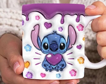 Cartoon Characters 3D Inflated Mug Wrap, 11oz & 15oz Mug Template, Cartoon 11oz Mug Png, 15oz Mug Png, Coffee Mugs, Mug Sublimation Design