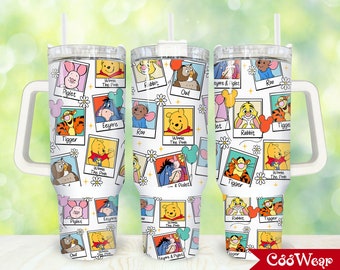 Cartoon Characters 40oz Tumbler Wrap Png, Bear and Friends 2 pieces 40 oz Tumbler Png, Cartoon Polaroid Tumbler 40oz Png Sublimation Designs