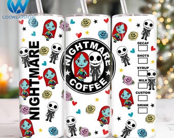 Películas Personajes de terror Diseño de sublimación de vaso flaco de 20 oz, Películas de Halloween Vaso flaco de 20 oz Png, Envoltura de vaso recto y cónico