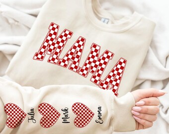 Custom Mama Heart With Kids Name Png, Happy Mother's Day Png, Valentine Heart Png, Custom Kids Names Png, Mother's Day Png, Valentine Mama