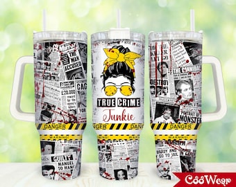 True Crime 40oz Tumbler Wrap Png, Halloween Crime Scene 2 pieces 40 oz Tumbler Png, Halloween Horror Tumbler 40oz Png Sublimation Designs