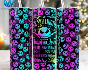 Películas Personajes de terror Diseño de sublimación de vaso flaco de 20 oz, Películas de Halloween Vaso flaco de 20 oz Png, Envoltura de vaso recto y cónico