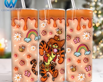 Aufgeblasene 3D-Zeichentrickfiguren 20 Unzen Skinny Tumbler Sublimationsdesign, 3D Cartoon 20 Unzen Tumbler Png, Cartoon Straight und Taper Tumbler Wrap