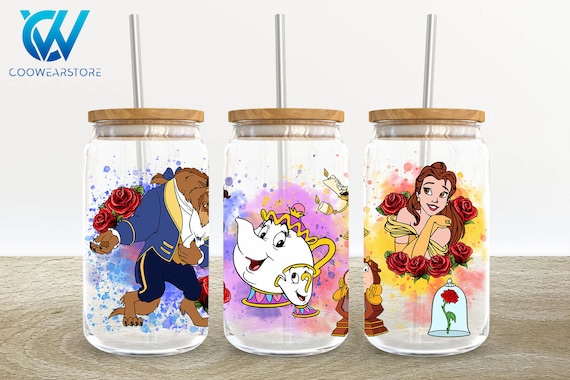 Cartoon Characters 16oz Glass Can Wrap, Cartoon Princess 16 oz Glass Can Png, Princess 16 oz Libbey Glass Can Wrap, 16 oz Tumbler Wrap Png