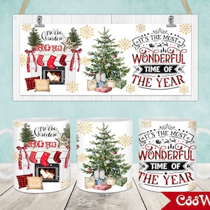 Christmas Mug Wrap, 11oz & 15oz Mug Template, Merry Christmas 11oz Mug Png, 15oz Mug Png, Mug Designs, Coffee Mugs, Mug Sublimation Design