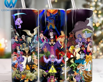 Cartoon Characters 20 oz Skinny Tumbler Sublimation, Movies Characters 20oz Tumbler Png, Movies Straight and Taper Tumbler Wrap